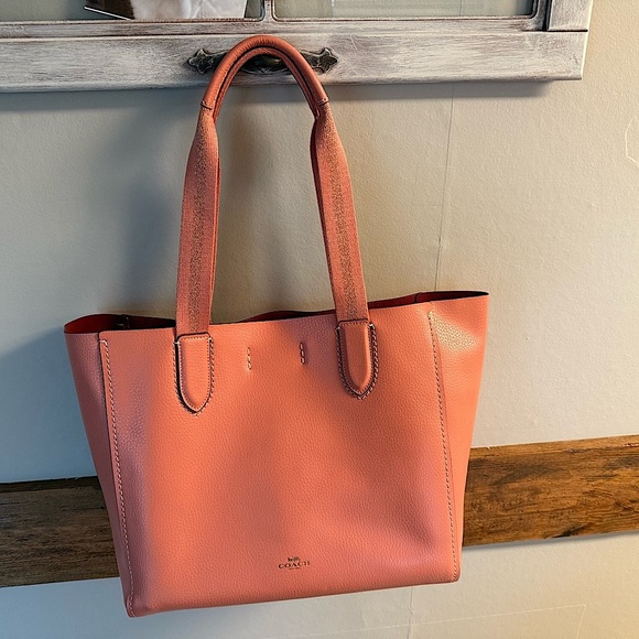 Coach Pink Pebbled Leather Tote Bag - Picture 1 of 7